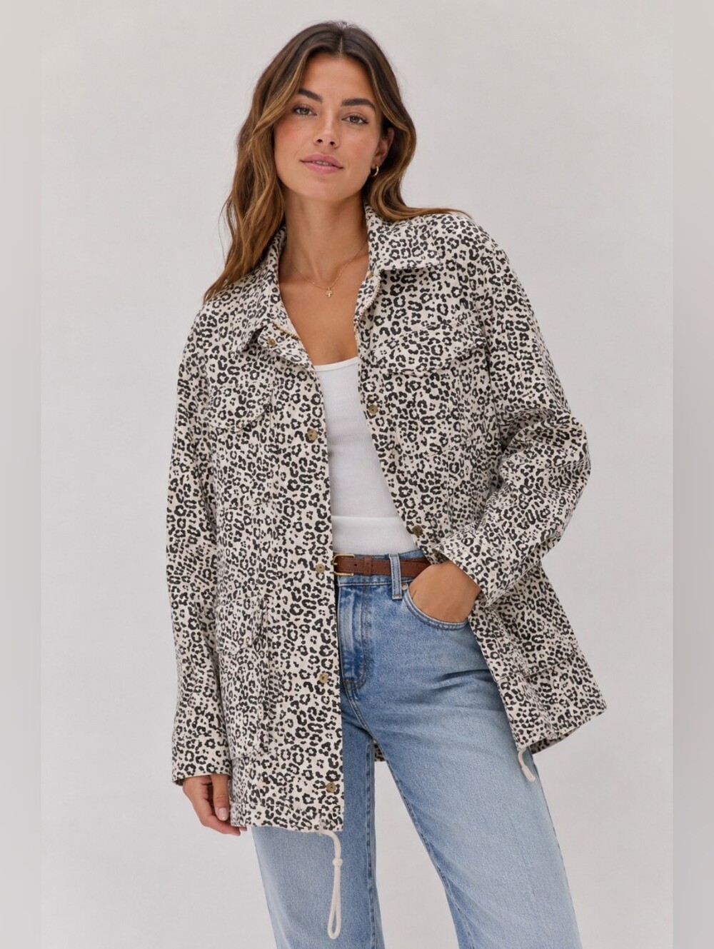ATM Lunar Leopard Field Jacket XS $575 Cotton Utility Safari Animal Print